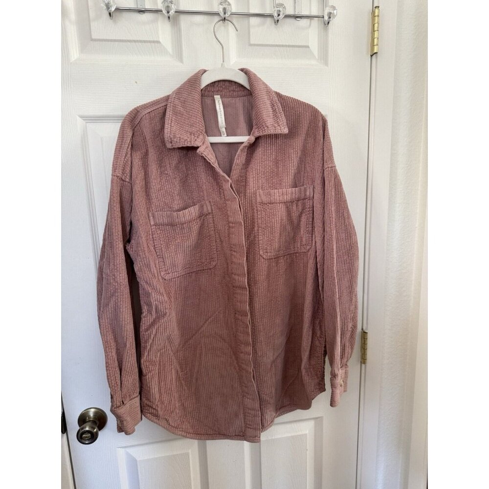 Aritzia Babaton Graydon Corduroy Shirt Jacket Shacket Women M Pink Oversized